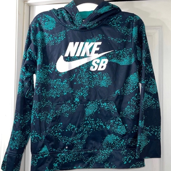 Nike Other - Youth NIKE SB Hoodie kids Large Blue Thermo fit Sk8 Turquoise Geometric Hoodie